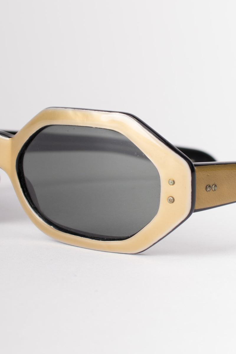 Omura France Octagonal Matte Gold Sunglasses