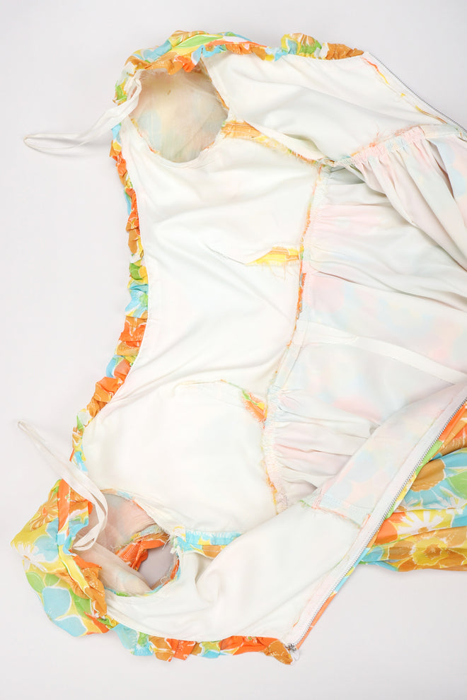 Recess Los Angeles Vintage Yellow Floral Chiffon Wide Leg Jumpsuit