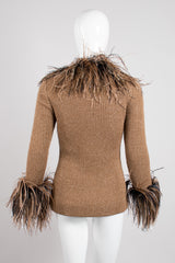 Bill Blass 90s Lion Mane Ostrich Feather Knit Jacket Clueless