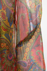 Adele Simpson Jeweled Paisley Silk Chiffon Shift Dress