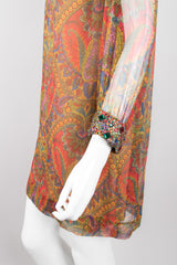 Adele Simpson Jeweled Paisley Silk Chiffon Shift Dress