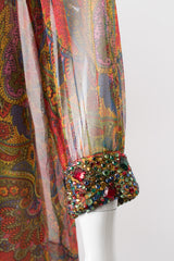 Adele Simpson Jeweled Paisley Silk Chiffon Shift Dress