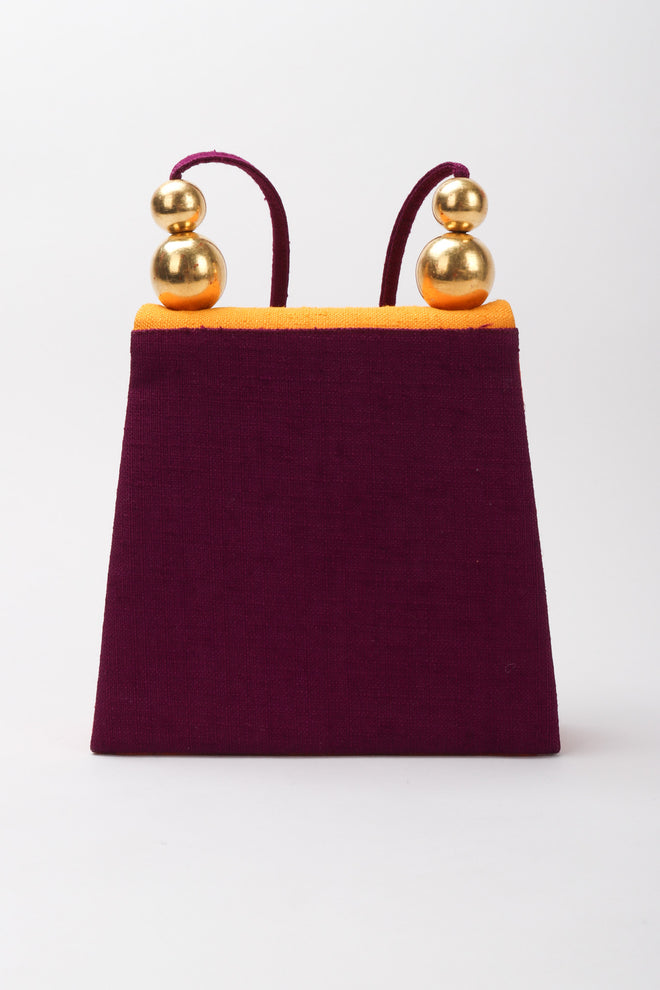 Recess Los Angeles Vintage Paloma Picasso Rare Purple Orange Color Block Hard Side Fabric Purse