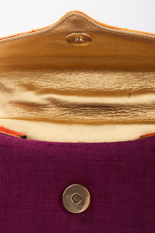 Recess Los Angeles Vintage Paloma Picasso Rare Purple Orange Color Block Hard Side Fabric Purse