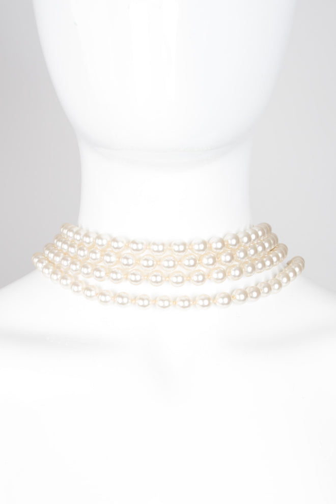 Vintage Waterfall Pearl Neckerchief Necklace Lariat Bolo Tie