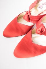 Peter Fox Knot Red Satin Almond Toe Heeled Mules