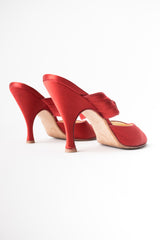 Peter Fox Knot Red Satin Almond Toe Heeled Mules