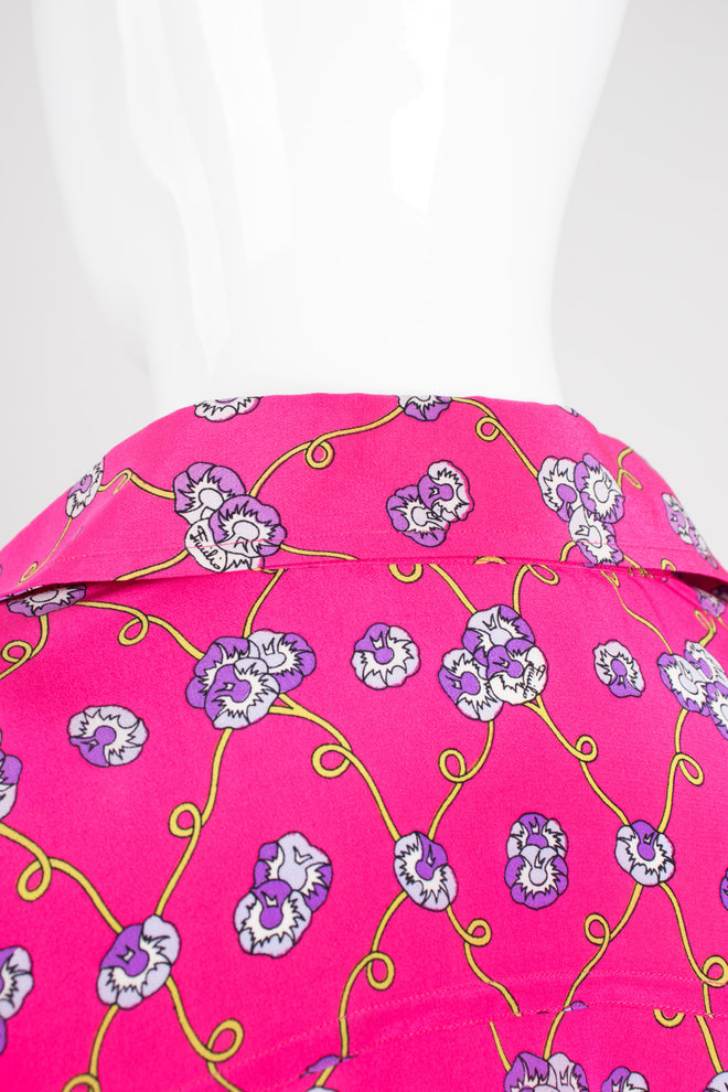 Emilio Pucci Vintage Pink Purple Bright Floral Silk Shirt