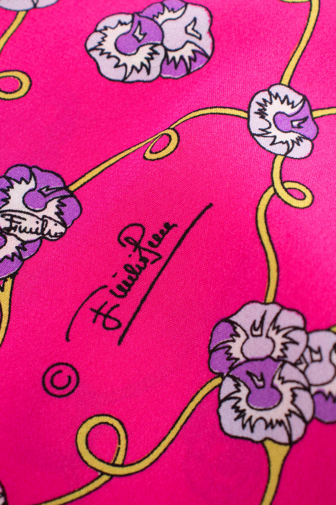 Emilio Pucci Vintage Pink Purple Bright Floral Silk Shirt