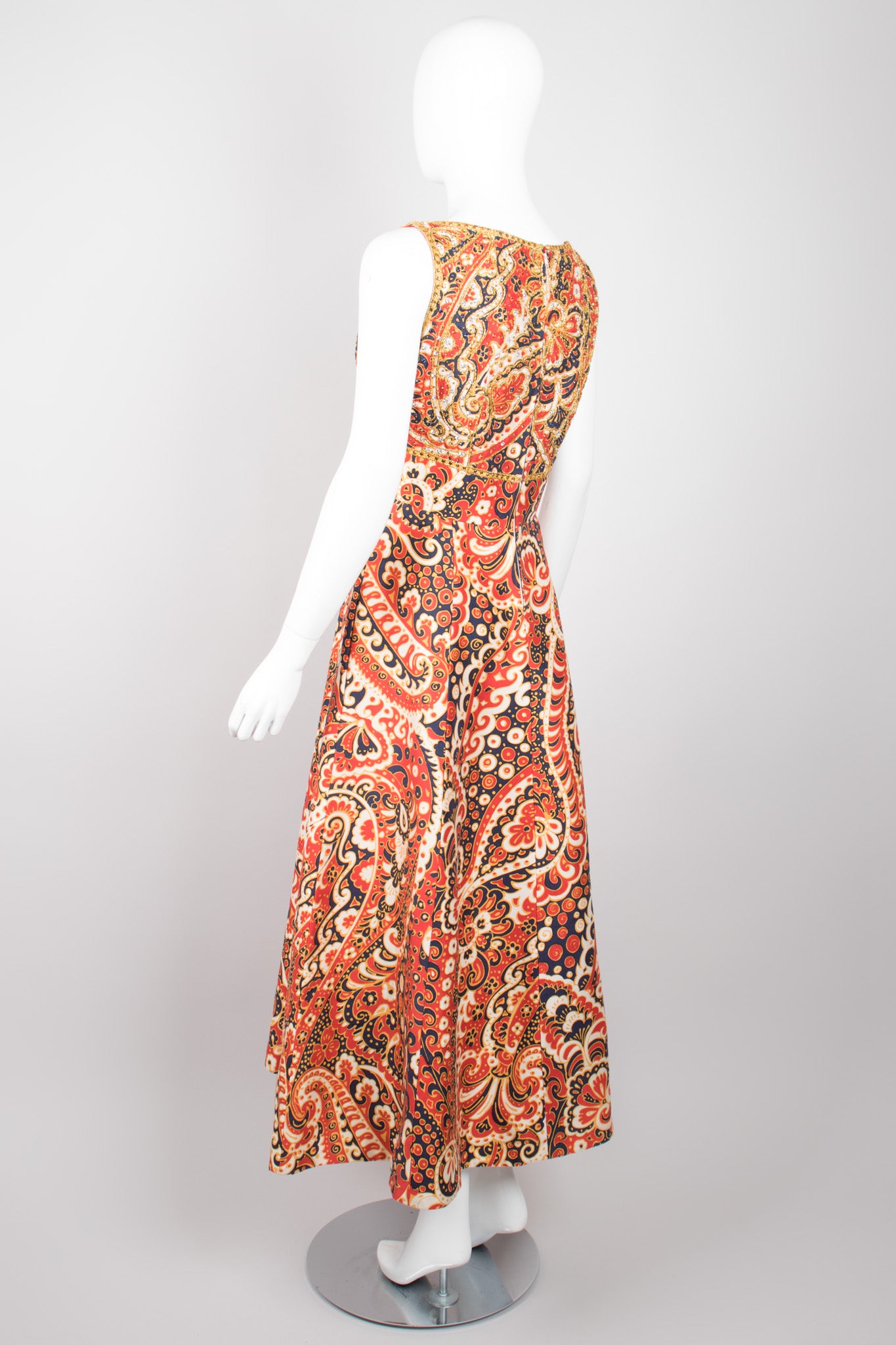 Malcolm Starr Embellished Wave Print Cutout Dress