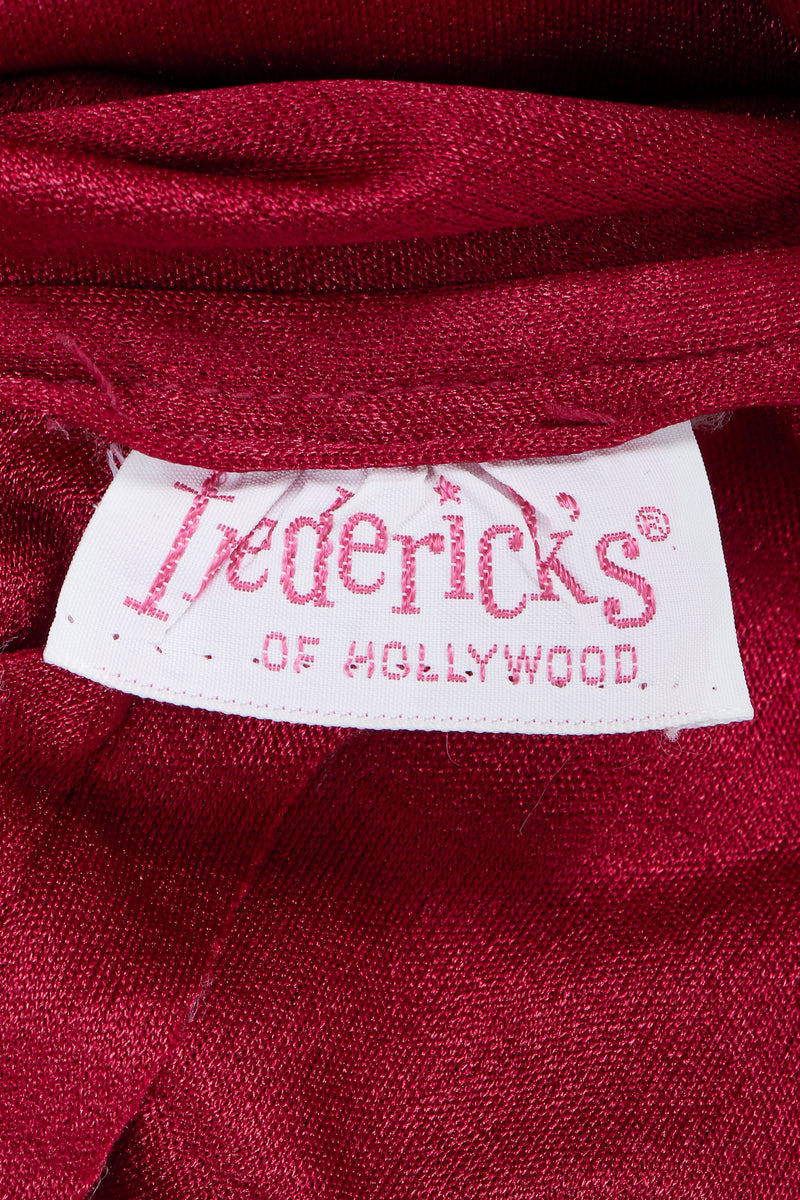 Vintage Frederick's of Hollywood label on red fabric