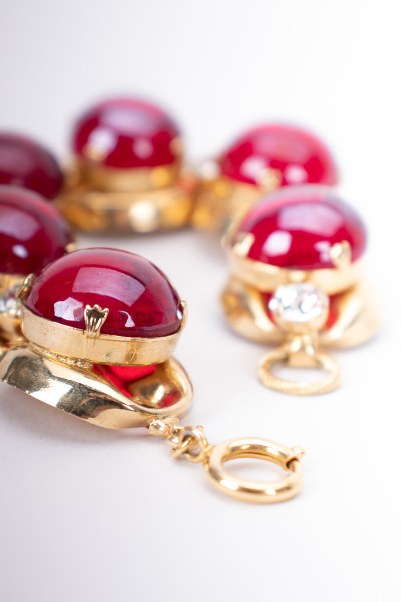 Vintage 60s Maraschino Cherry Polished Glass Stone Bracelet