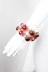 Vintage 60s Maraschino Cherry Polished Glass Stone Bracelet