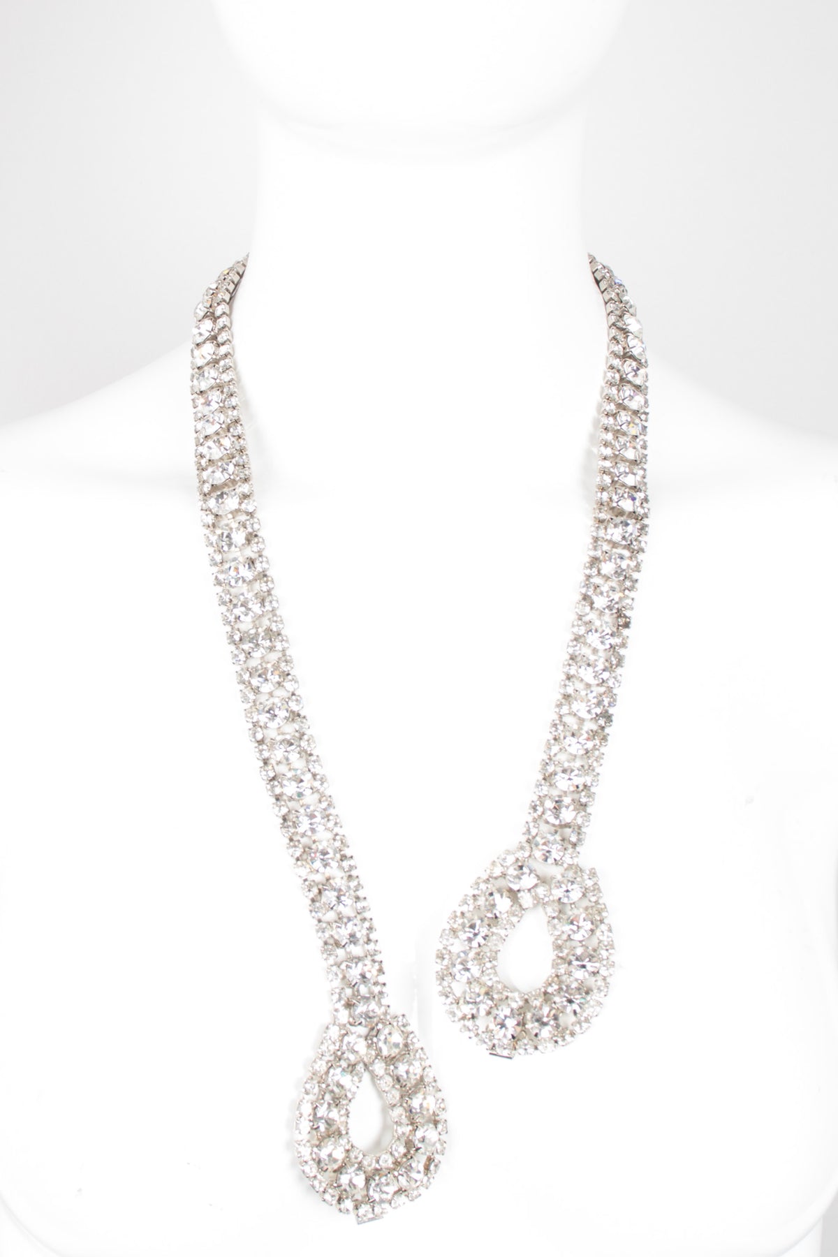 Vintage Mid Century Art deco Rhinestone Belt Art Deco Chain Belt Silver - Judith Leiber main image 3