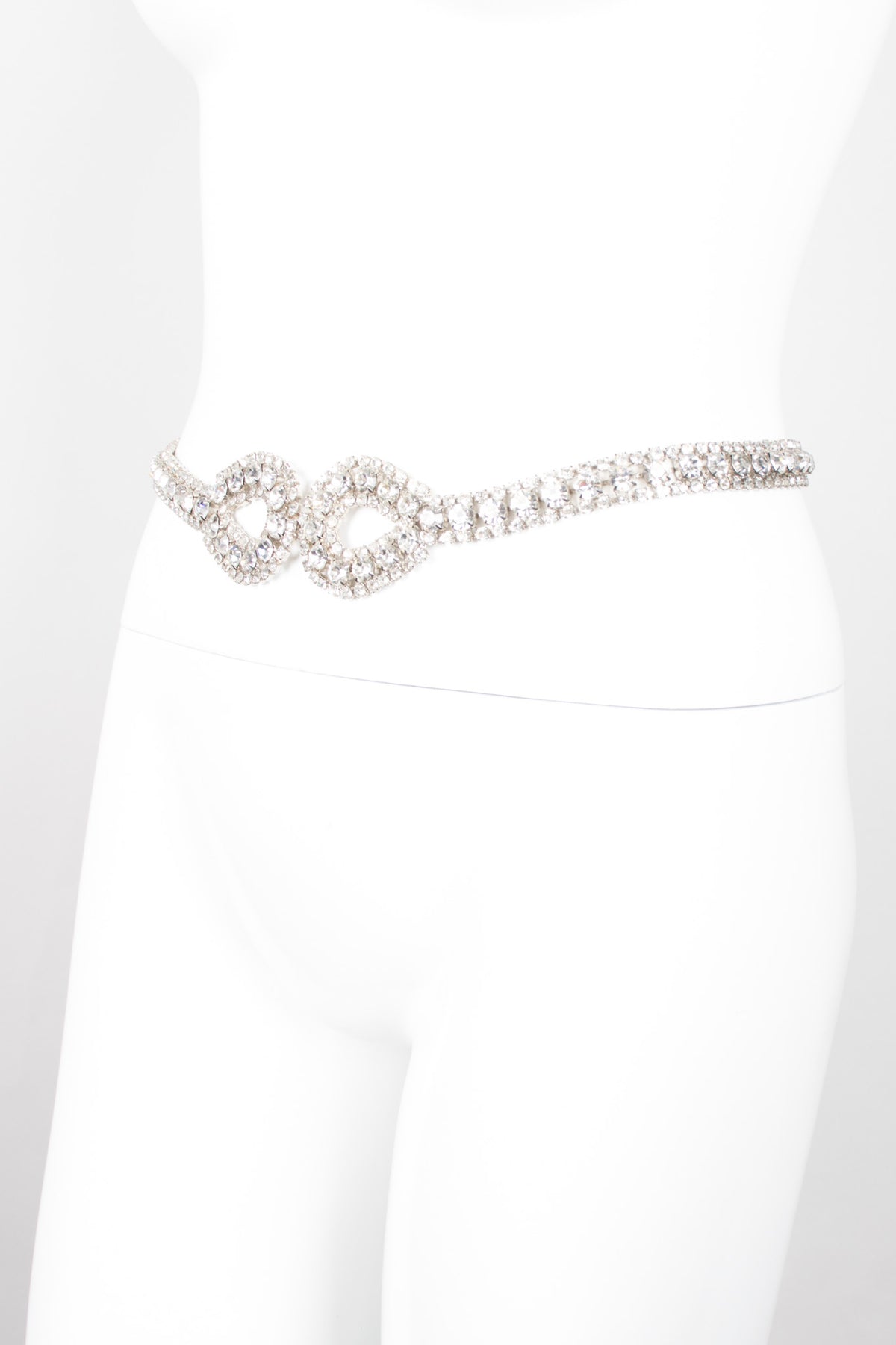 Vintage Mid Century Art deco Rhinestone Belt Art Deco Chain Belt Silver - Judith Leiber main image 4