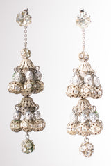 Vintage Filigree Bead Crystal Silver Chandelier Earrings