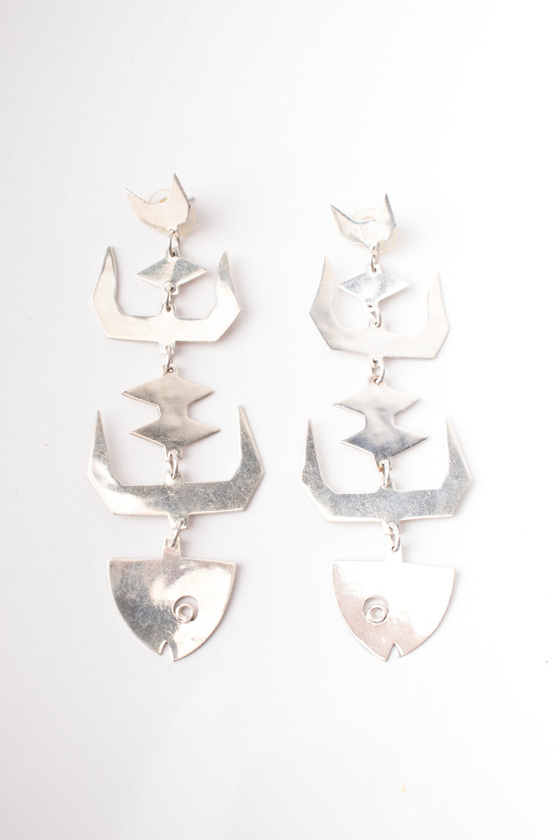 Mexican 950 Silver Fishbone Earrings