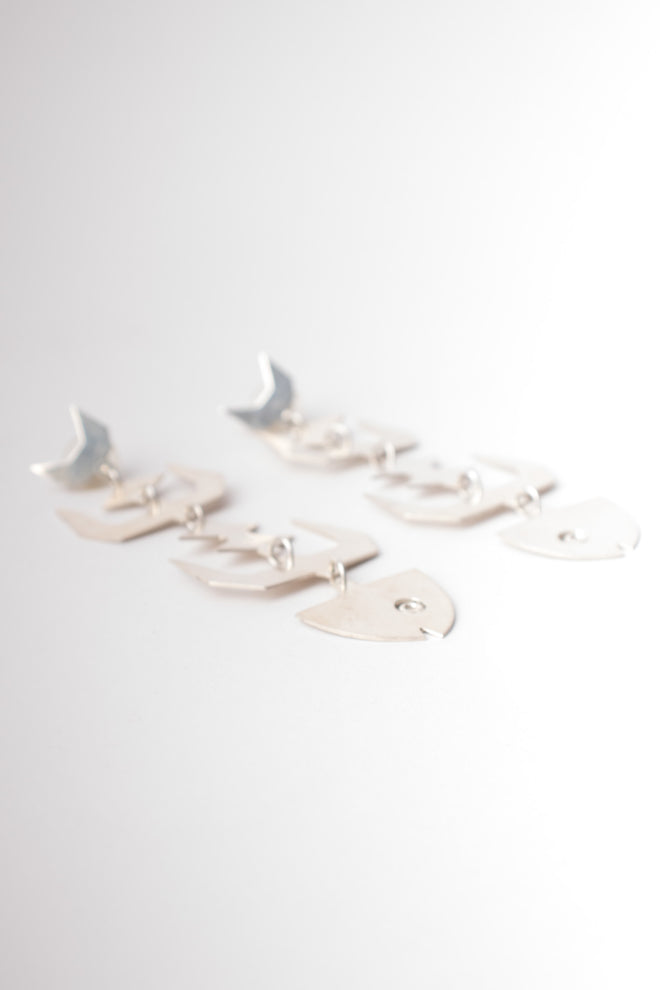 Mexican 950 Silver Fishbone Earrings