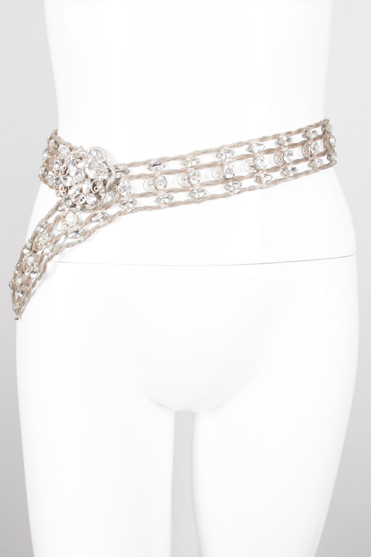 Black Vintage Rhinestone Rope Belt Vintage Rhinestone Metal Rope Belt – Recess main image 3