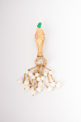 Vintage Beaded Rattler Snake Serpent Tassel Brooch