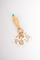 Vintage Beaded Rattler Snake Serpent Tassel Brooch