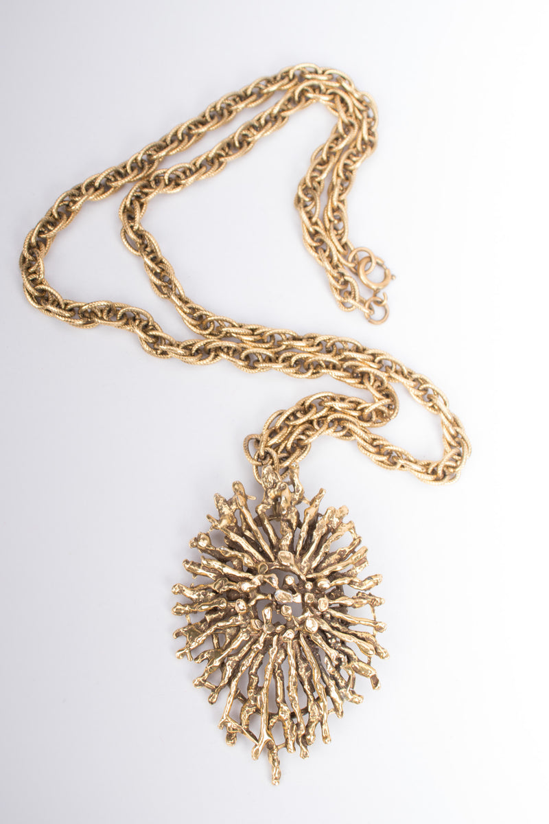 Zentall Vintage Brutalist Sunburst Pendant Necklace