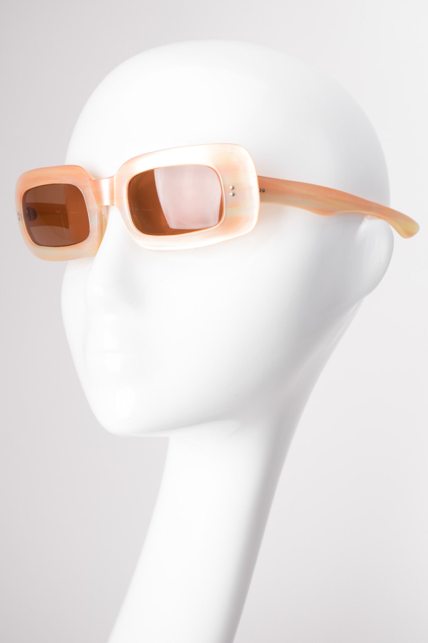 Retro Rectangle Peachy Pink Mother of Pearl Sunglasses