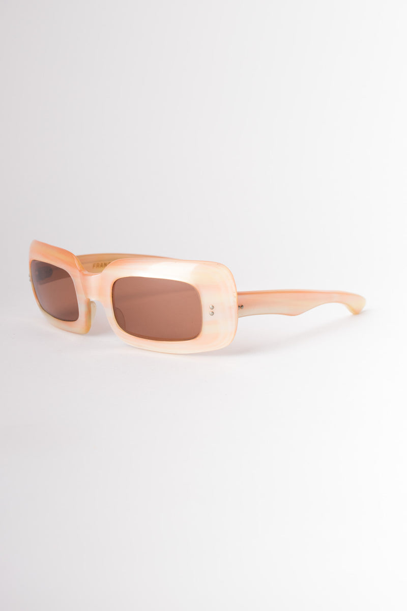 Retro Rectangle Peachy Pink Mother of Pearl Sunglasses