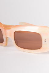 Retro Rectangle Peachy Pink Mother of Pearl Sunglasses