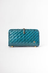 Aldo D'Oro Italy Teal Wicker Shoulder Bag