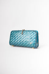 Aldo D'Oro Italy Teal Wicker Shoulder Bag