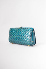 Aldo D'Oro Italy Teal Wicker Shoulder Bag