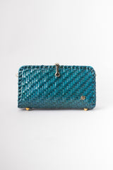 Aldo D'Oro Italy Teal Wicker Shoulder Bag