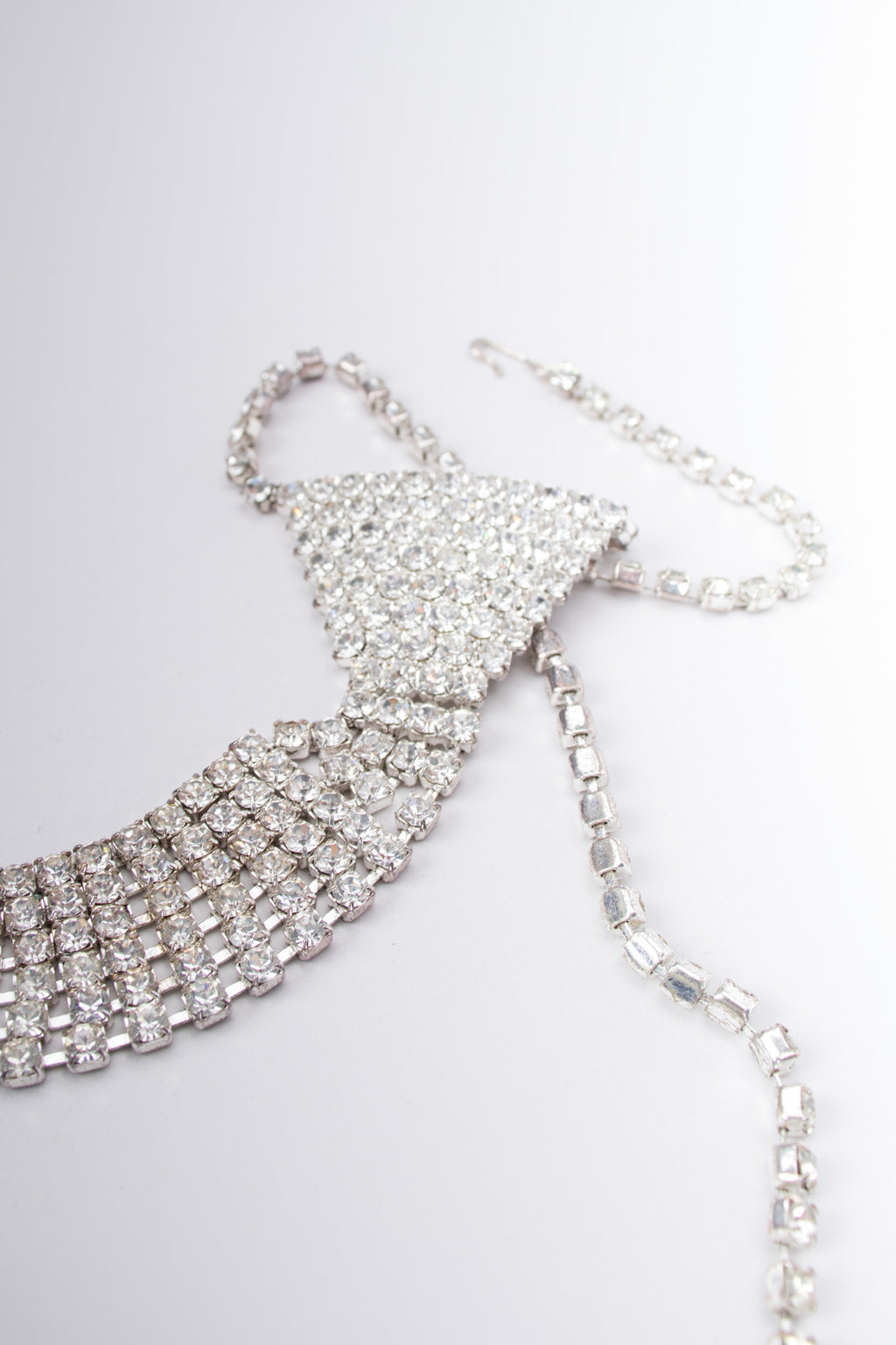 Women's Faux Crystal Rhinestone Necktie - Diamond Tie With Adjustable Chain
