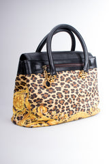 Gianni Versace Baroque Wild Flower Leopard Print Leather PVC Doctor Bag