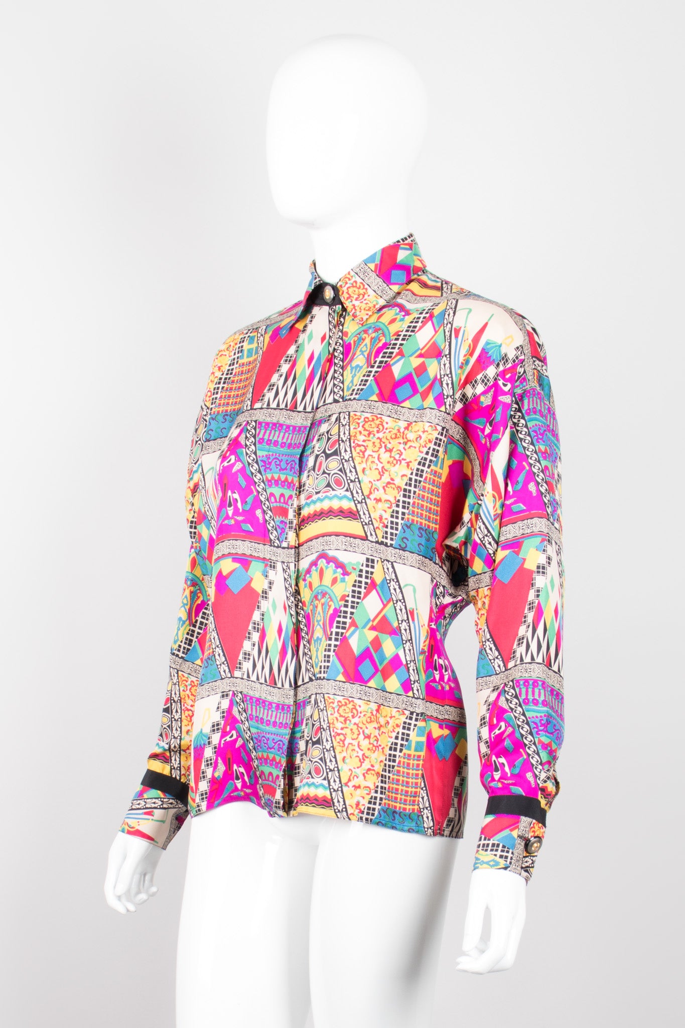 Gianni Versace Mixed Print Silk Shirt
