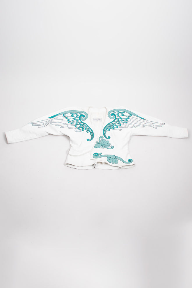 Jean Claude Jitrois Leather Wrap Embroidered Wing Jacket