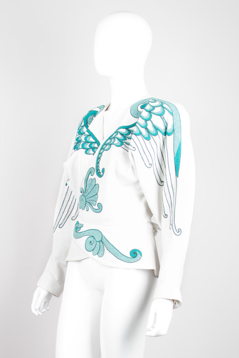 Jean Claude Jitrois Leather Wrap Embroidered Wing Jacket