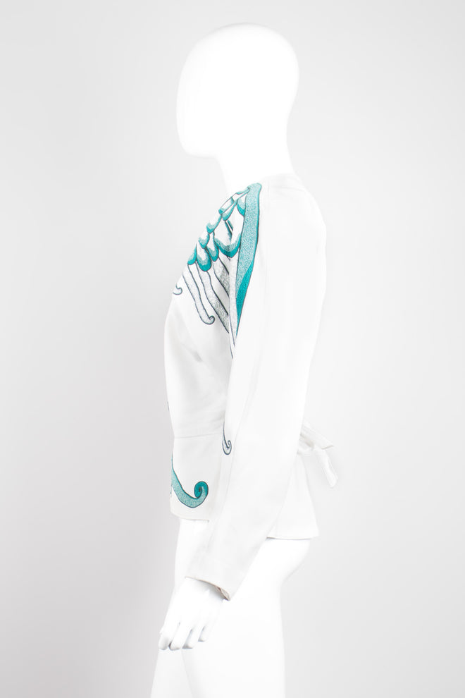 Jean Claude Jitrois Leather Wrap Embroidered Wing Jacket
